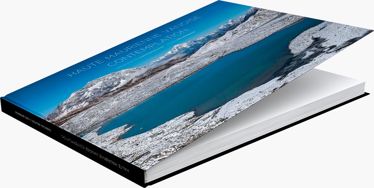 Mise en page du livre "Haute Maurienne Vanoise, contemplation" du photographe Christian Molitor